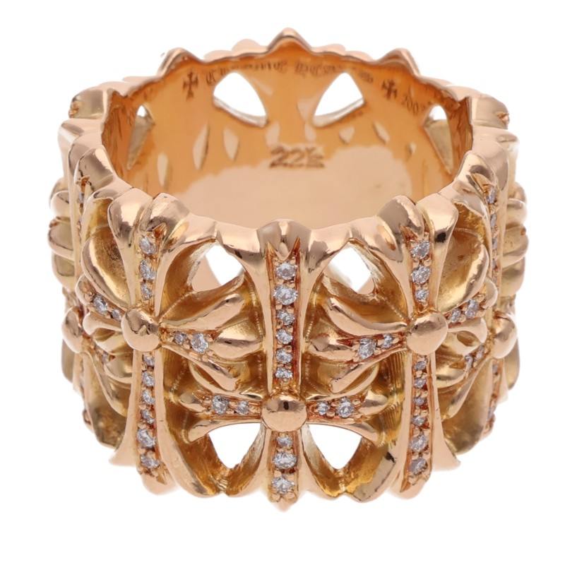 Chrome Hearts 22K Diamond Cemetery Cross Ring Size JP 14
