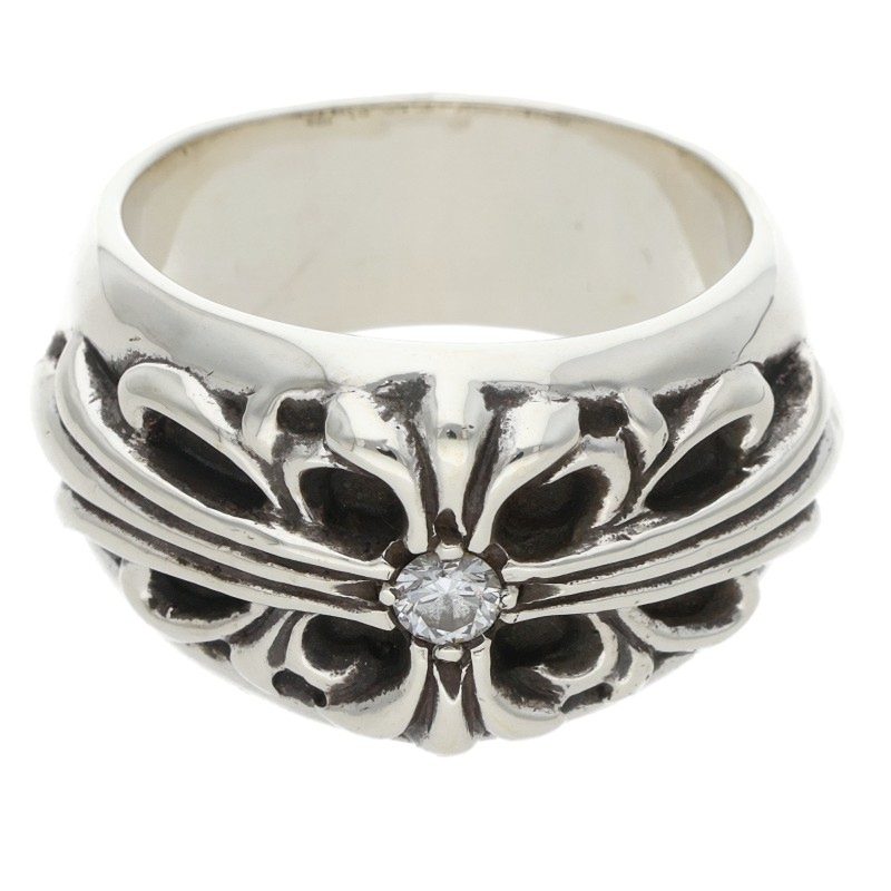 Chrome Hearts FLRL CRS 1DIA Floral Diamond Ring Size JP 17.5