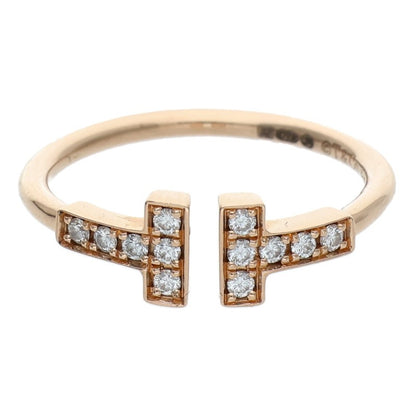 TIFFANY&Co. T Wire 18K Pink Gold Diamond Ring Multi