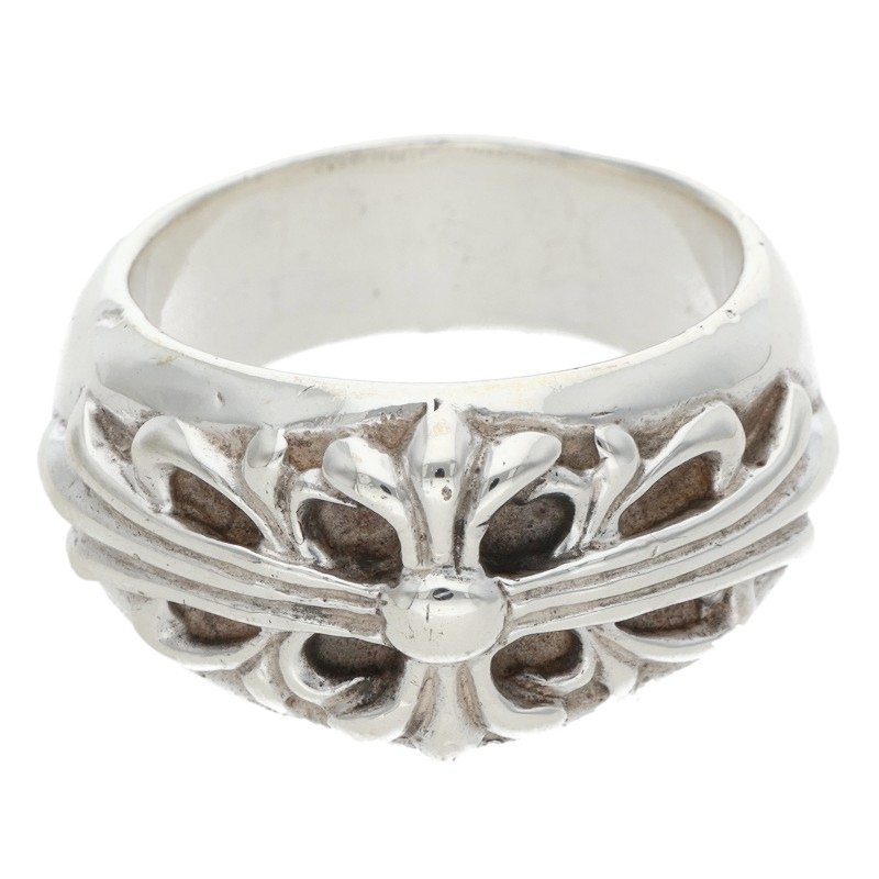 Chrome Hearts FLRL CRS Floral Cross Silver Ring Size JP 22.5