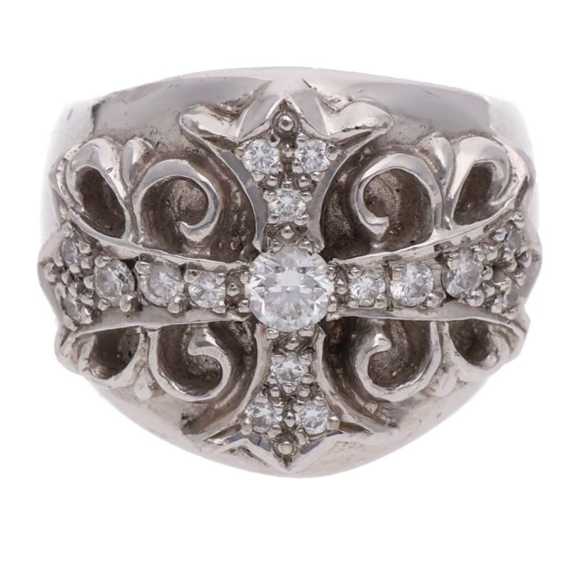Chrome Hearts 18K Pave Diamond Keeper Ring Size JP 23.5