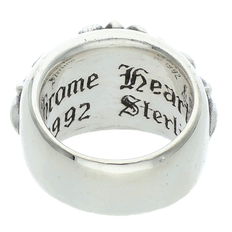 Chrome Hearts FLRL CRS Floral Cross Silver Ring Size JP 9