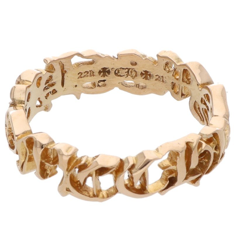 Chrome Hearts 22K Script Band Ring Yellow Gold Size JP 24