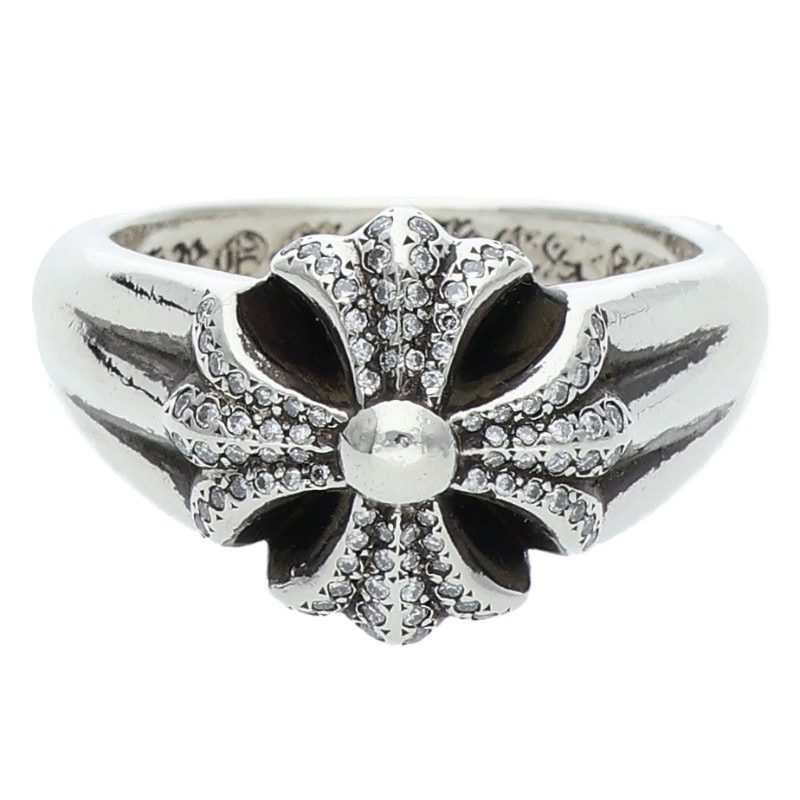 Chrome Hearts CUTOUT CH PLS SML PAVE Diamond Ring Size JP 16