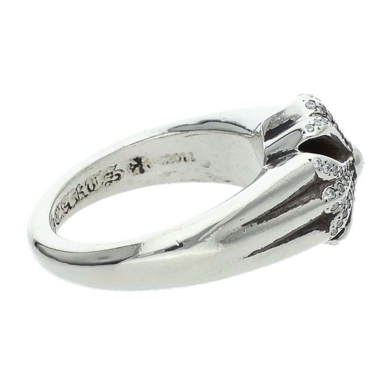 Chrome Hearts CUTOUT CH PLS SML PAVE Diamond Ring Size JP 16