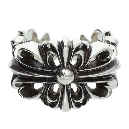 Chrome Hearts DBL FLRL CRS Silver Ring 925 Size JP 18
