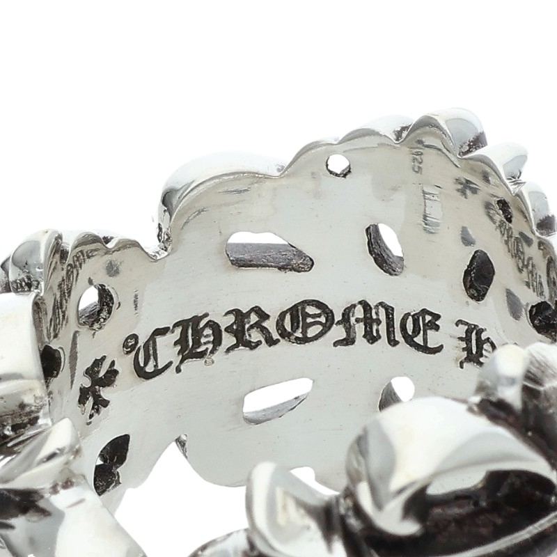 Chrome Hearts DBL FLRL CRS Silver Ring 925 Size JP 18