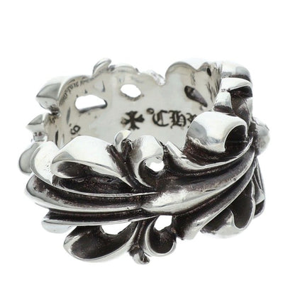Chrome Hearts DBL FLRL CRS Silver Ring 925 Size JP 18