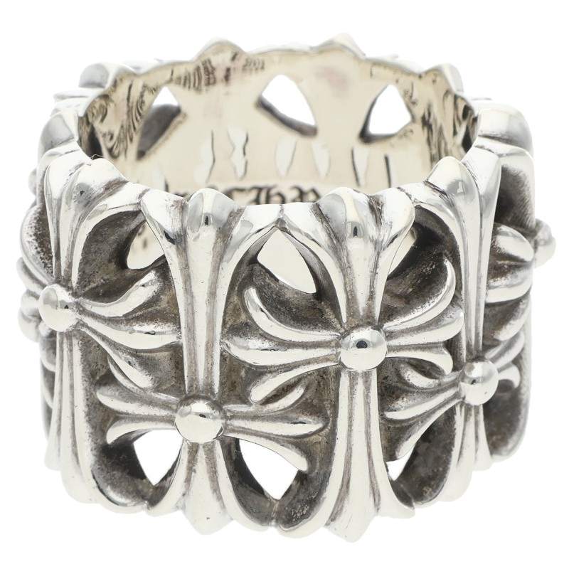 Chrome Hearts Cemetery Cross Sterling Silver Ring Size JP 27