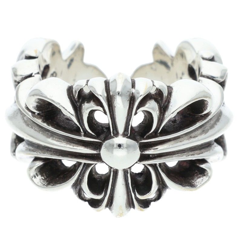 Chrome Hearts DBL FLRL CRS Silver Ring 925 Size JP 18