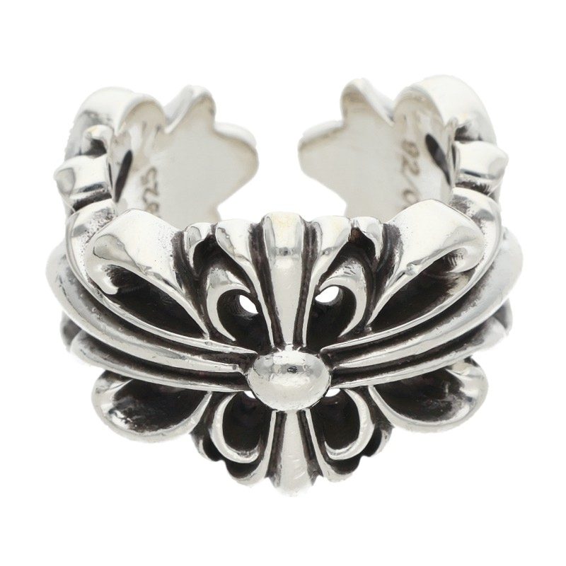 Chrome Hearts DBL FLRL CRS Silver Ring Size JP 10.5