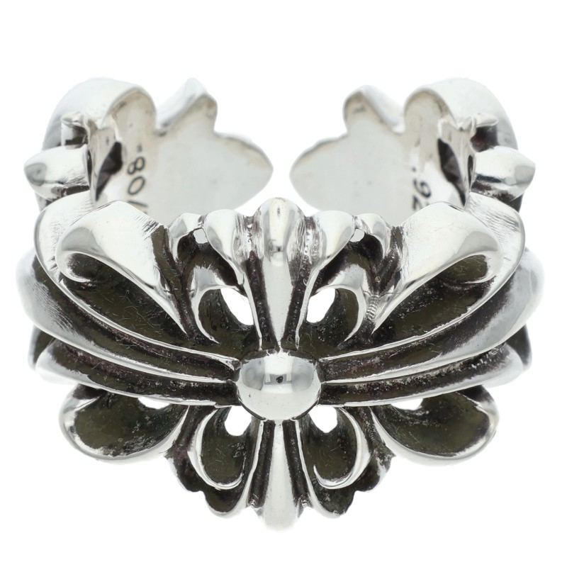 Chrome Hearts DBL FLRL CRS Silver Ring Size JP 12.5