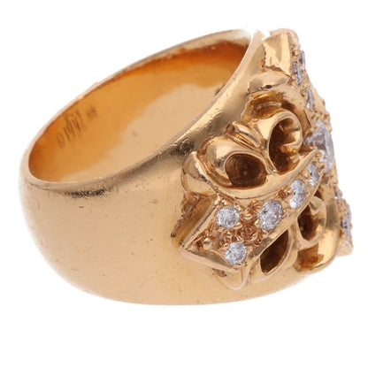 Chrome Hearts 22K Keeper Pave Diamond Ring Size JP 15