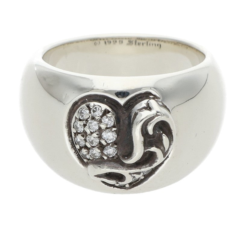 Chrome Hearts Heart In Band Pave Silver Ring Size JP 11