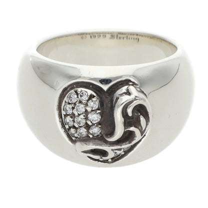 Chrome Hearts Heart In Band Pave Silver Ring Size JP 11