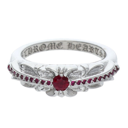 Chrome Hearts Baby Classic Floral Cross Ruby Ring Size JP 9