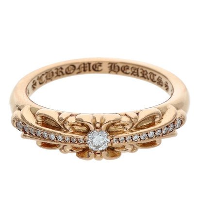 Chrome Hearts 22K Pave Diamond Floral Cross Ring Size JP 20