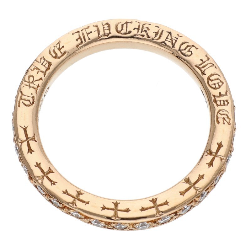Chrome Hearts 22K TFL Pave Diamond Gold Ring Size JP 16.5