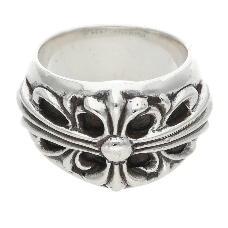 Chrome Hearts FLRL CRS Floral Cross Ring Silver Size JP 11.5