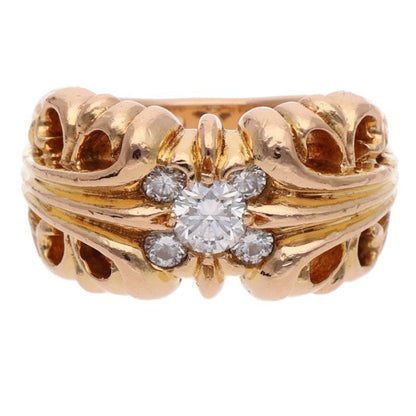 Chrome Hearts 22K 5PT Diamond Gold Ring Size JP 15