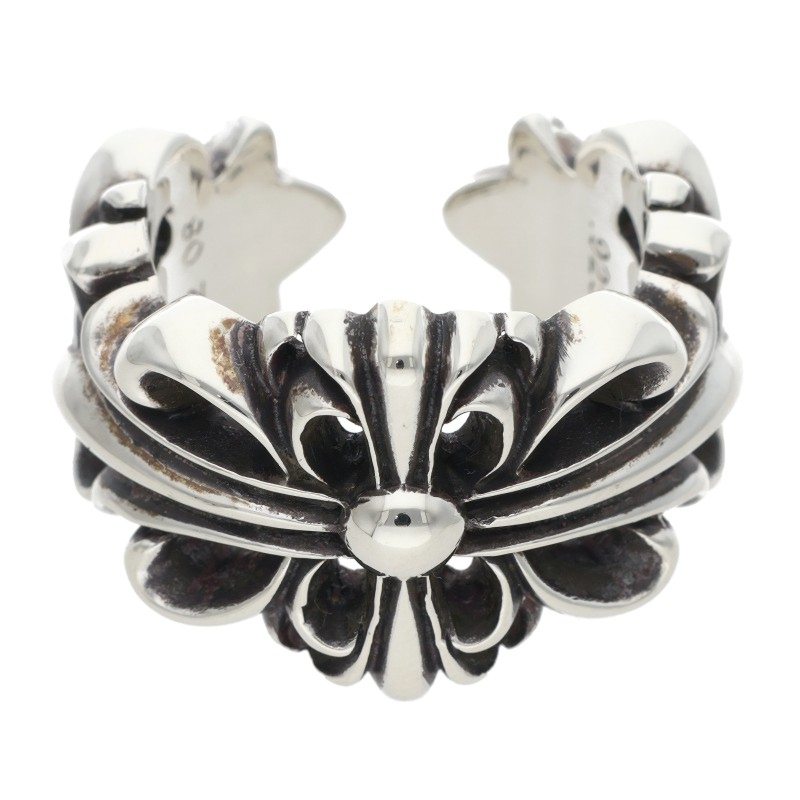 Chrome Hearts DBL FLRL CRS Floral Ring Silver Size JP 24.5
