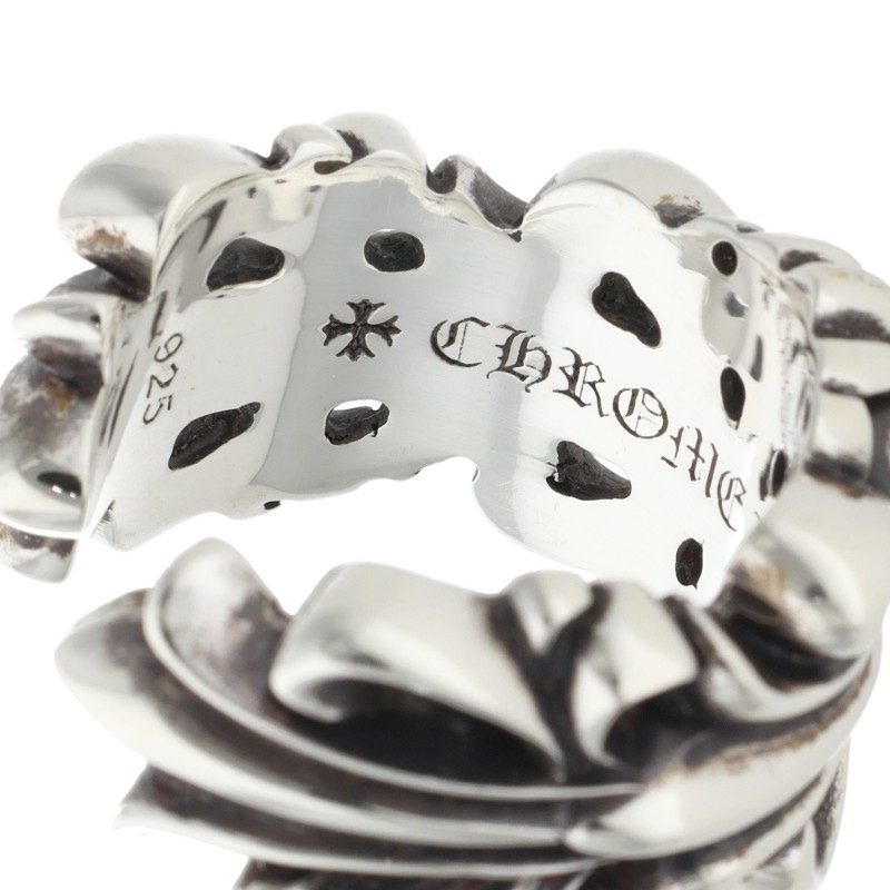 Chrome Hearts DBL FLRL CRS Floral Ring Silver Size JP 24.5