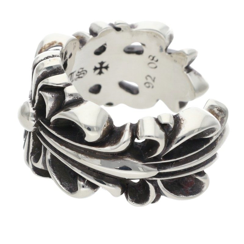 Chrome Hearts DBL FLRL CRS Floral Ring Silver Size JP 24.5