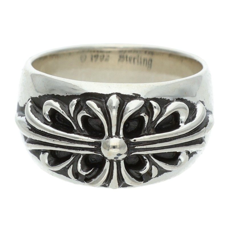 Chrome Hearts FLRL CRS Silver Floral Cross Ring Size JP 24