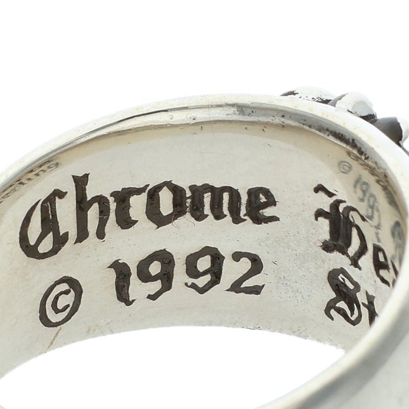 Chrome Hearts FLRL CRS Silver Floral Cross Ring Size JP 24