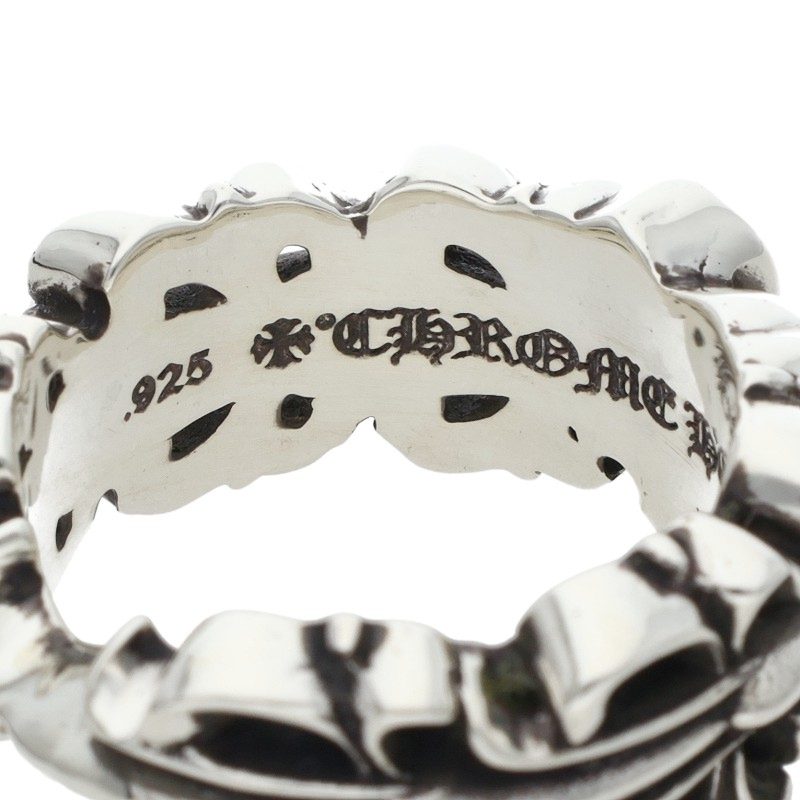 Chrome Hearts DBL FLRL CRS HRT Silver Ring Size JP 21