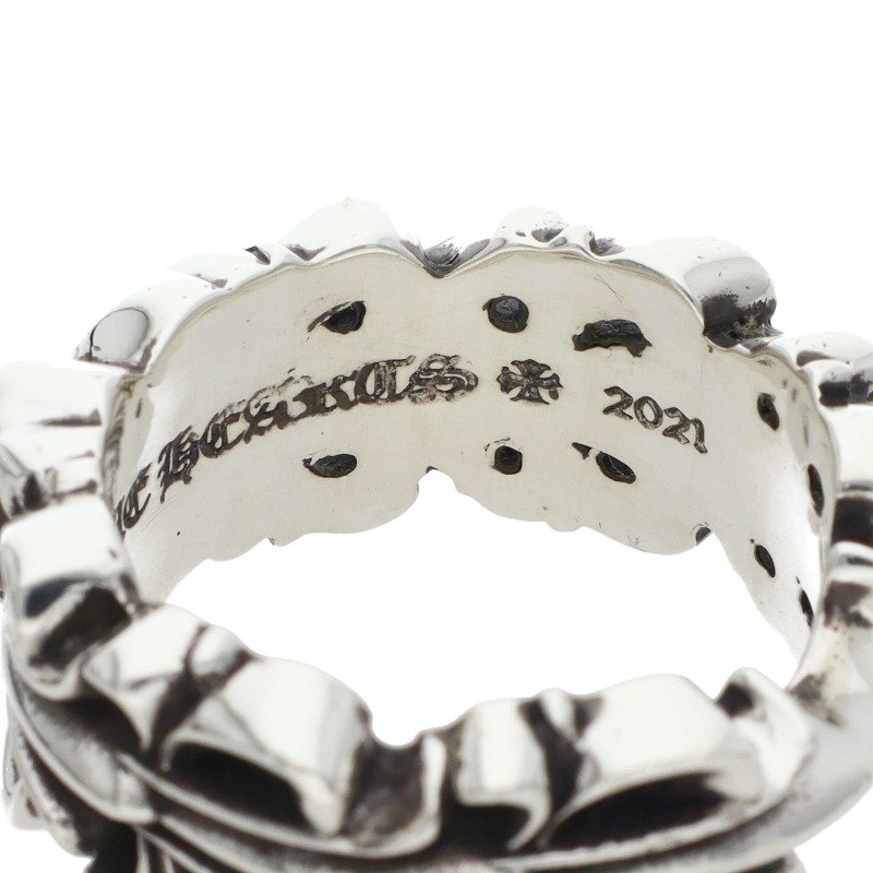 Chrome Hearts DBL FLRL CRS HRT Silver Ring Size JP 21
