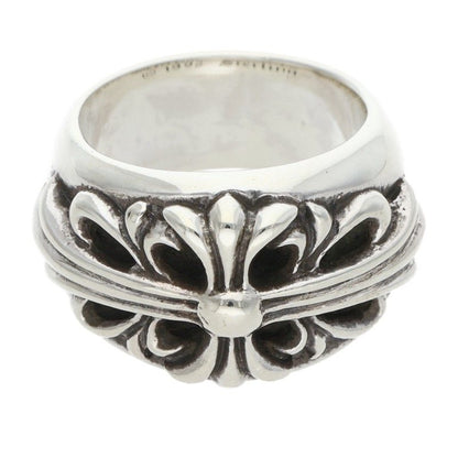 Chrome Hearts FLRL CRS Floral Cross Ring Silver Size JP 8