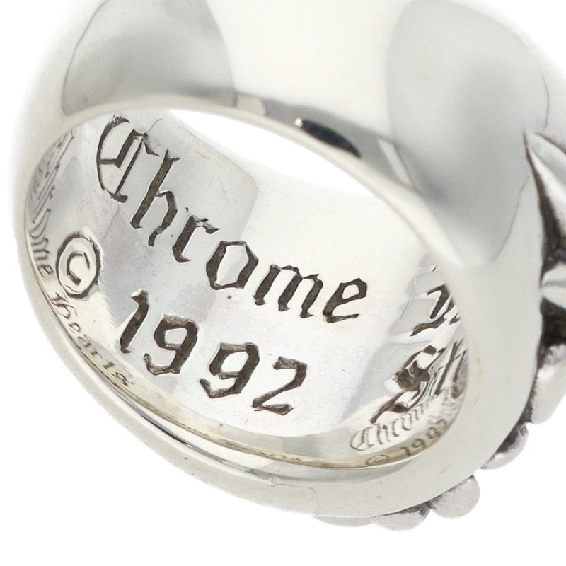 Chrome Hearts FLRL CRS Floral Cross Ring Silver Size JP 8