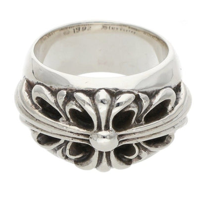 Chrome Hearts FLRL CRS Floral Cross Ring Silver Size JP 9.5