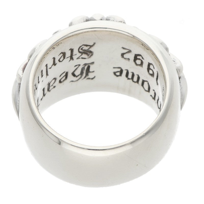 Chrome Hearts FLRL CRS Floral Cross Ring Silver Size JP 9.5