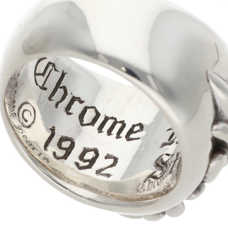 Chrome Hearts FLRL CRS Floral Cross Ring Silver Size JP 9.5