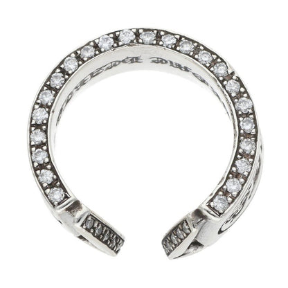 Chrome Hearts LG Scroll Label Pave Diamond Ring Size JP 21