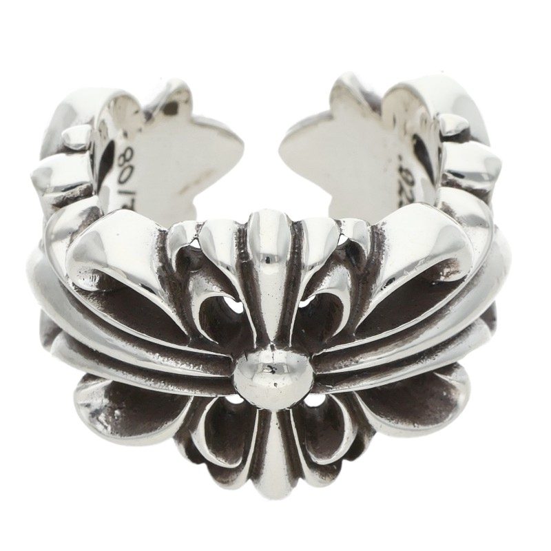 Chrome Hearts DBL FLRL CRS Silver Ring Size JP 21