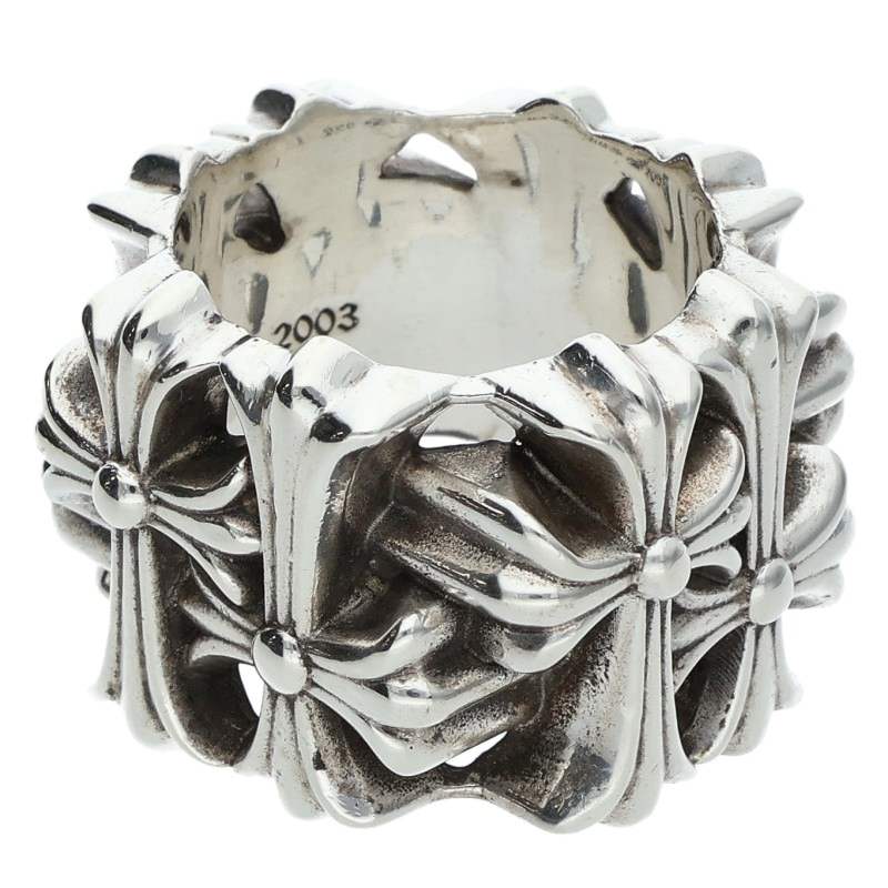 Chrome Hearts Square Cemetery Cross Silver Ring Size JP 22.5