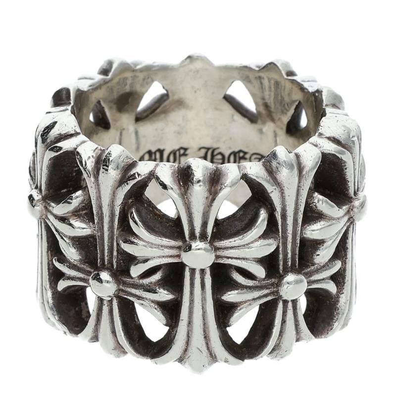 Chrome Hearts Cemetery Cross Silver Ring Size JP 16.5