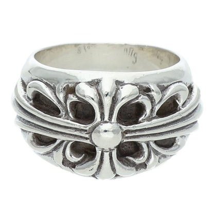 Chrome Hearts FLRL CRS Floral Cross Ring Silver Size JP 11