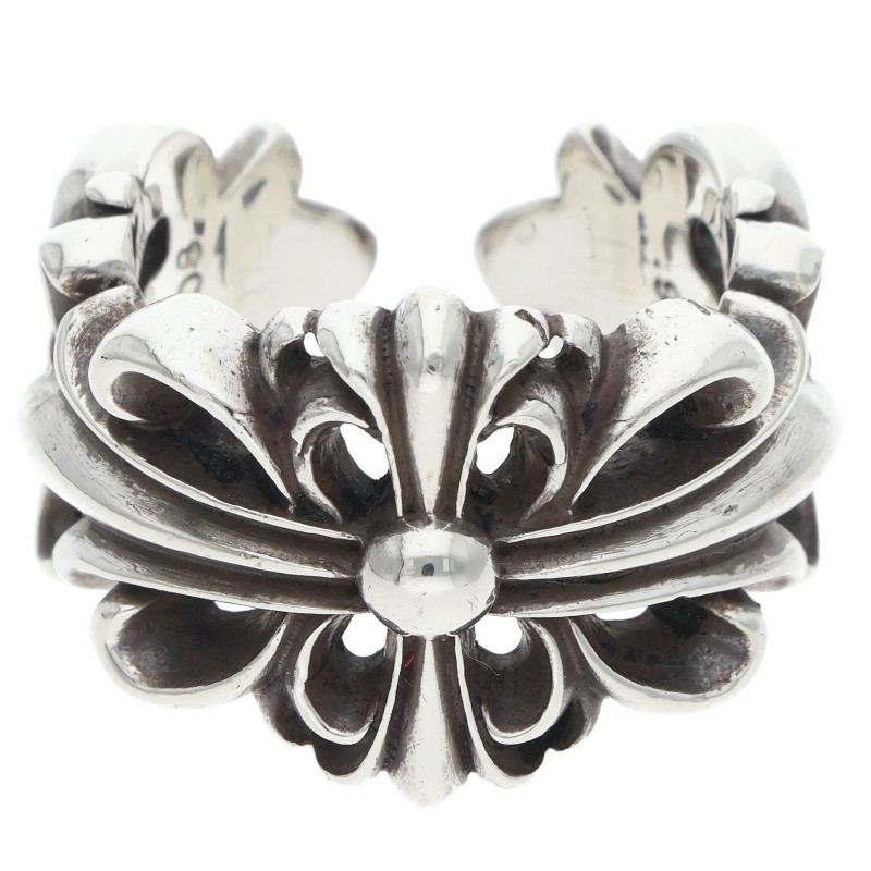 Chrome Hearts DBL FLRL CRS Silver Ring Size JP 13.5