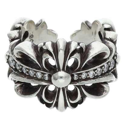 Chrome Hearts DBL FLRL CRS Pave Diamond Ring Size JP 11.5