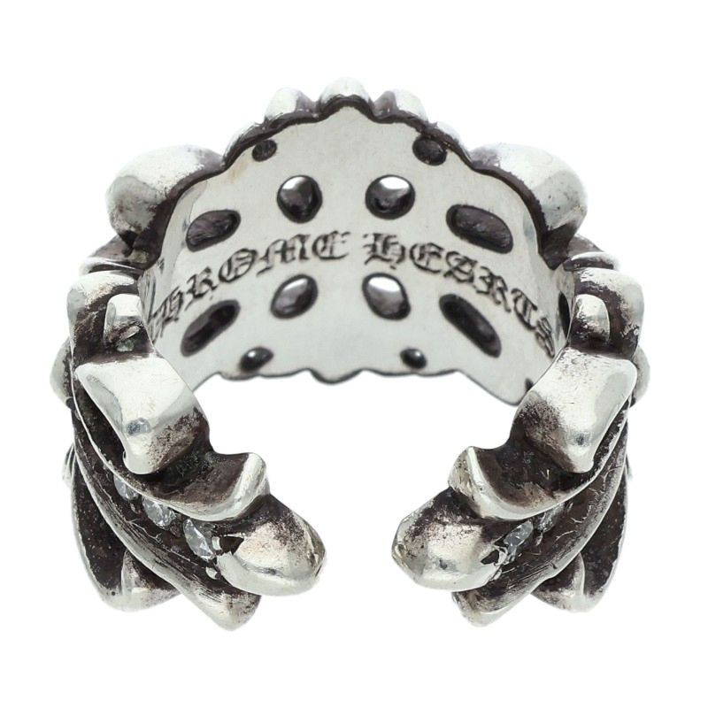 Chrome Hearts DBL FLRL CRS Pave Diamond Ring Size JP 11.5