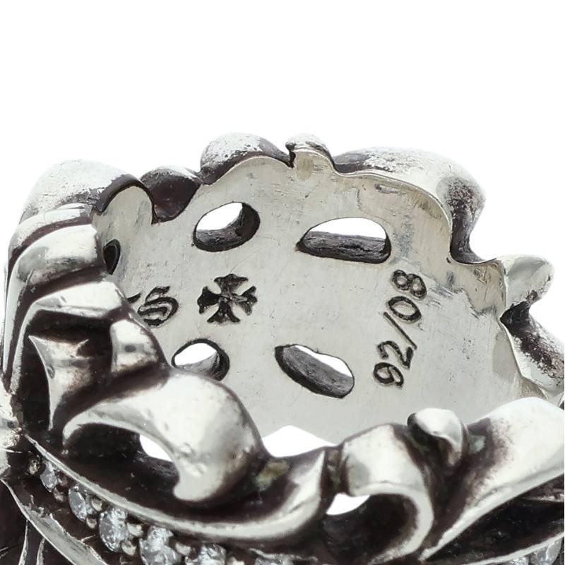 Chrome Hearts DBL FLRL CRS Pave Diamond Ring Size JP 11.5
