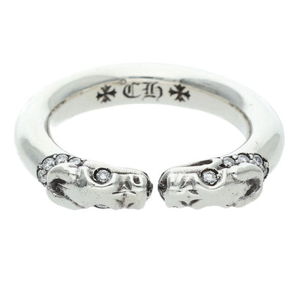 Chrome Hearts DOUBLE DOG PAVE Diamond Silver Ring Size JP 21