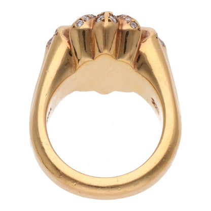 Chrome Hearts 22K Cutout CH Plus Diamond Ring Size JP 14