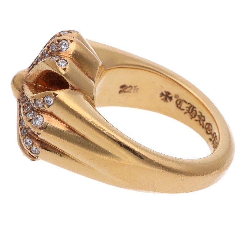 Chrome Hearts 22K Cutout CH Plus Diamond Ring Size JP 14