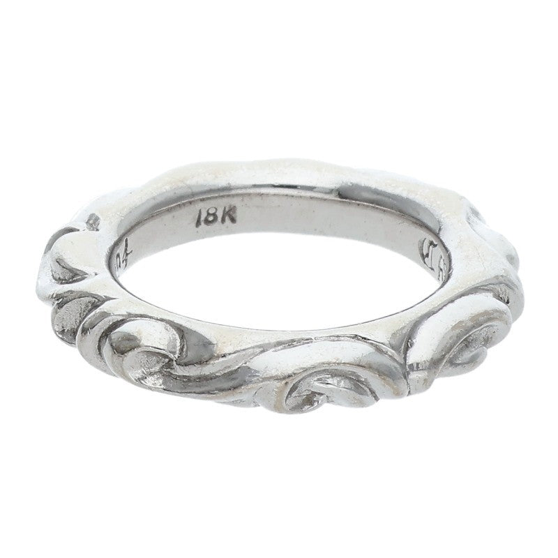 Chrome Hearts SCRL BAND 18K White Gold Ring Size JP 14.5
