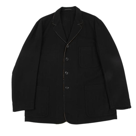 Yohji Yamamoto POUR HOMME Black Wool Patch Jacket Size 3